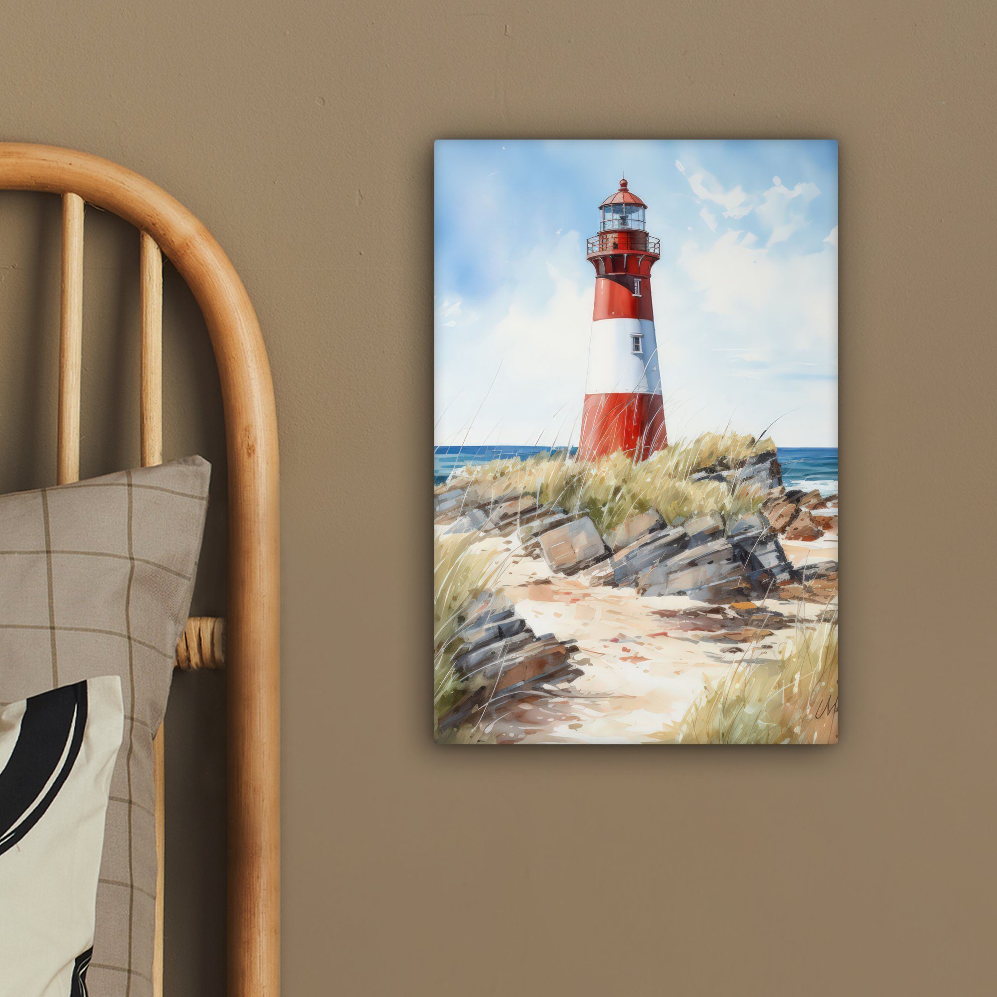 OneMillionCanvasses® Leinwandbild Leuchtturm - Felsen - Meer - Natur - Maritim, Fotodruck (1 St), Leinwand Canvas Wandbild, Wanddekoration 20x30 cm – Bild 4 von 5