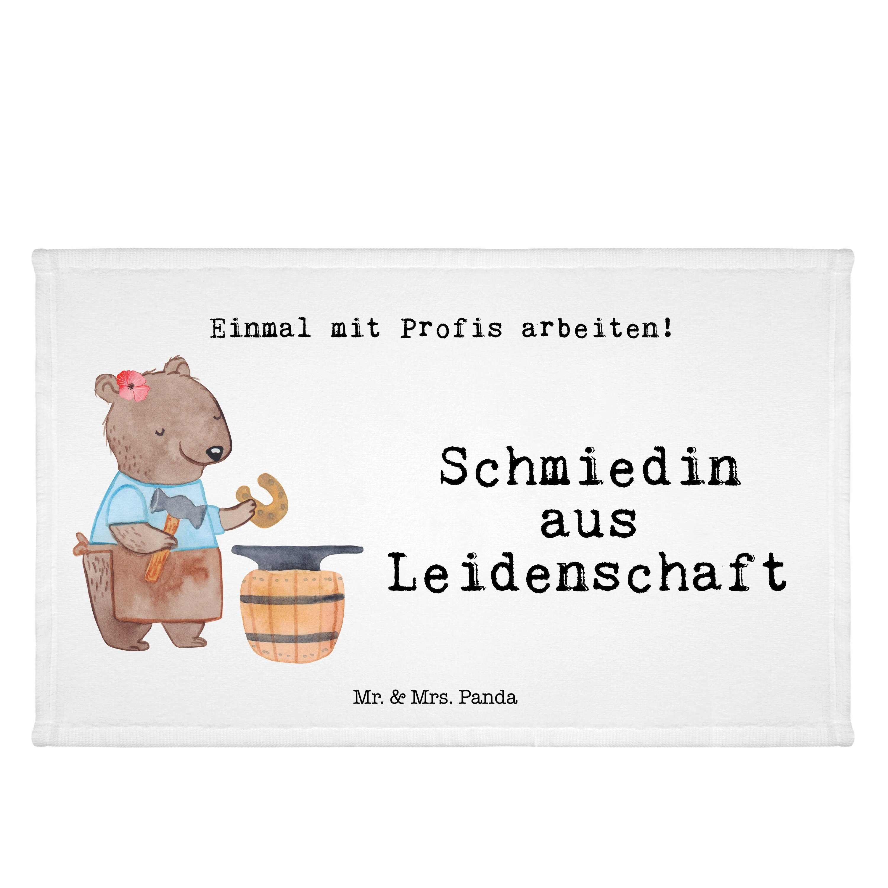 Mr. & Weiß - Frottie, - Panda Schmiedin Handtuch, Geschenk, (1-St) Sport Mrs. aus Leidenschaft Handtuch