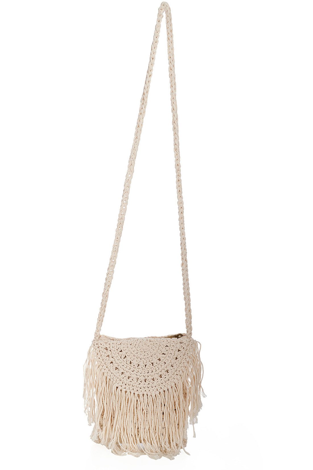 Banned Schultertasche Kiki Cream Crochet Purse, Umhängetasche Gehäkelt