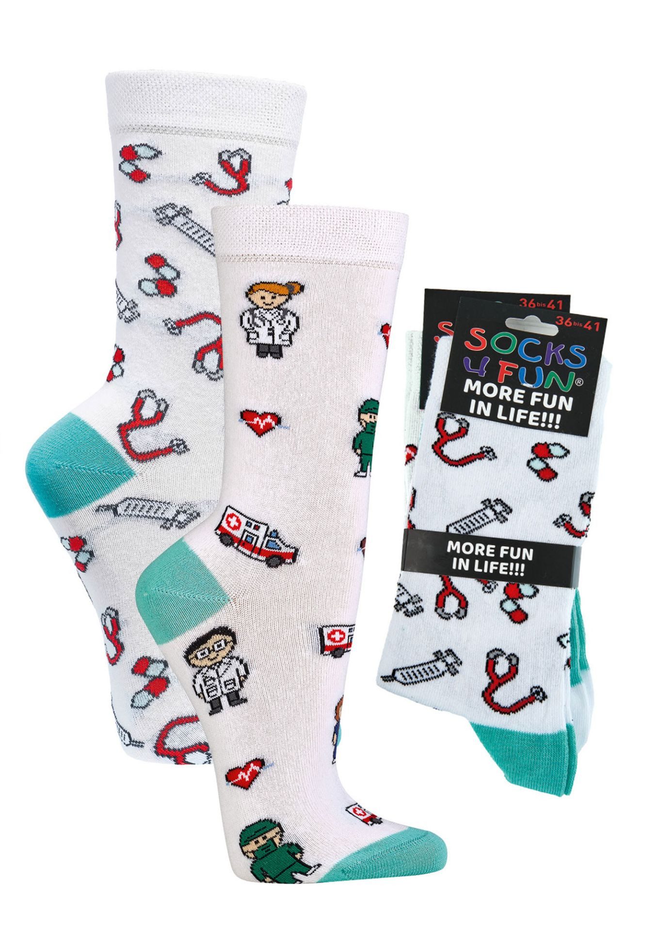 Wowerat Freizeitsocken 2 Paar Fun Socken, Spaß mit Socken, Medizin Motive, für Damen & Herren