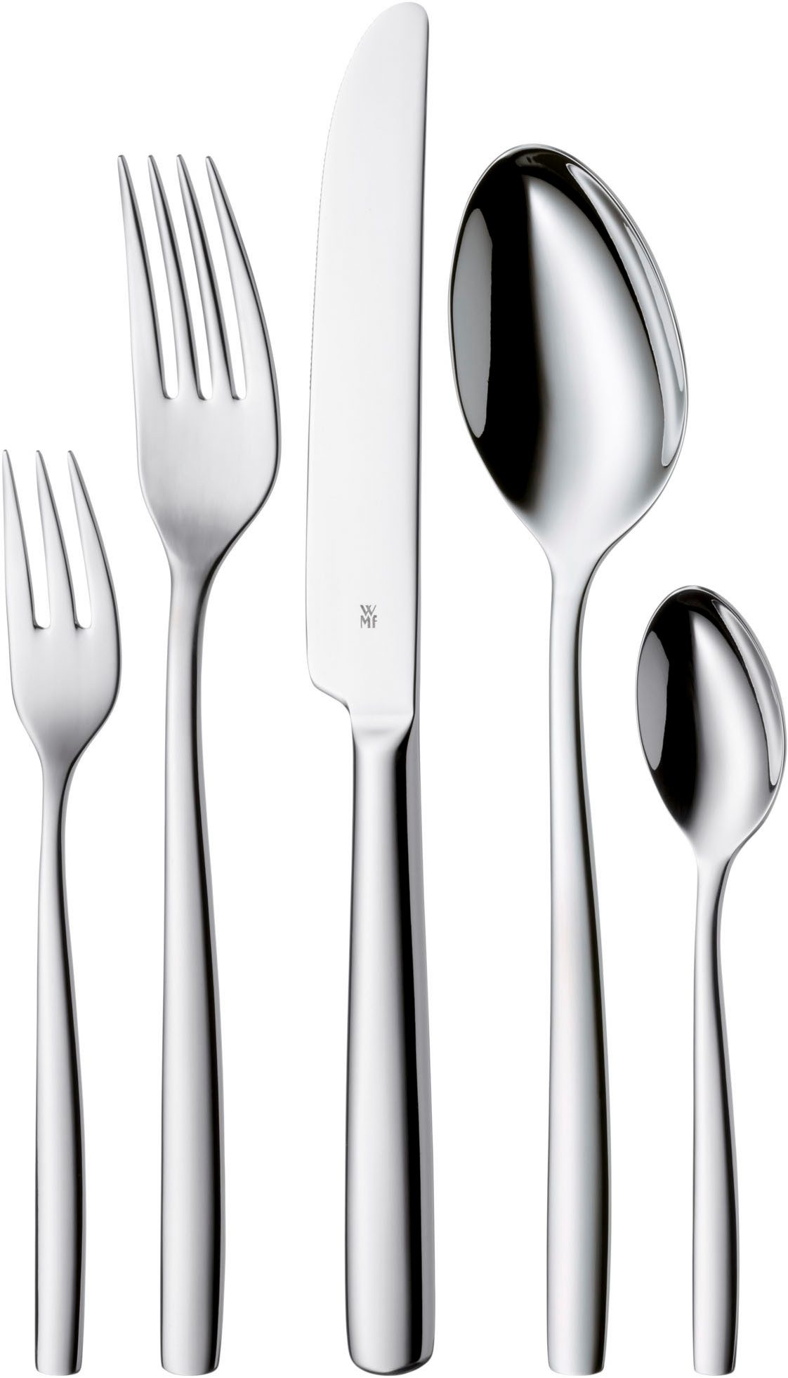 WMF Besteck-Set Palma in klassisch-stilsicherer Optik, ergonomisch, Wellenschliff (60-tlg), 12 Personen, Cromargan® Edelstahl Rostfrei 18/10, spülmaschinengeeignet, optimale Schärfe, hochwertiger Besteckkasten