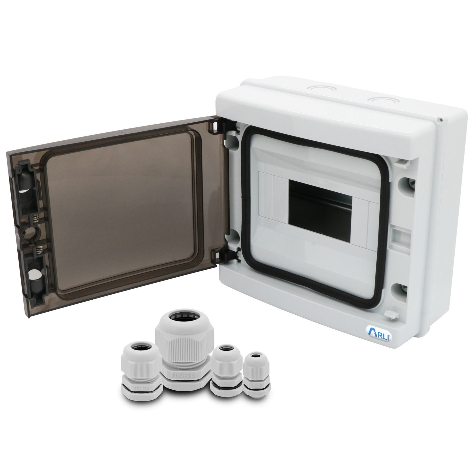 ARLI Verteilerbox Sicherungskasten IP65 Aufputz Verteilerkasten Feuchtraumverteiler, (Module, 8-tlg., Anzahl Module), Anzahl Module nach Auswahl inkl. Kabelverschraubungen