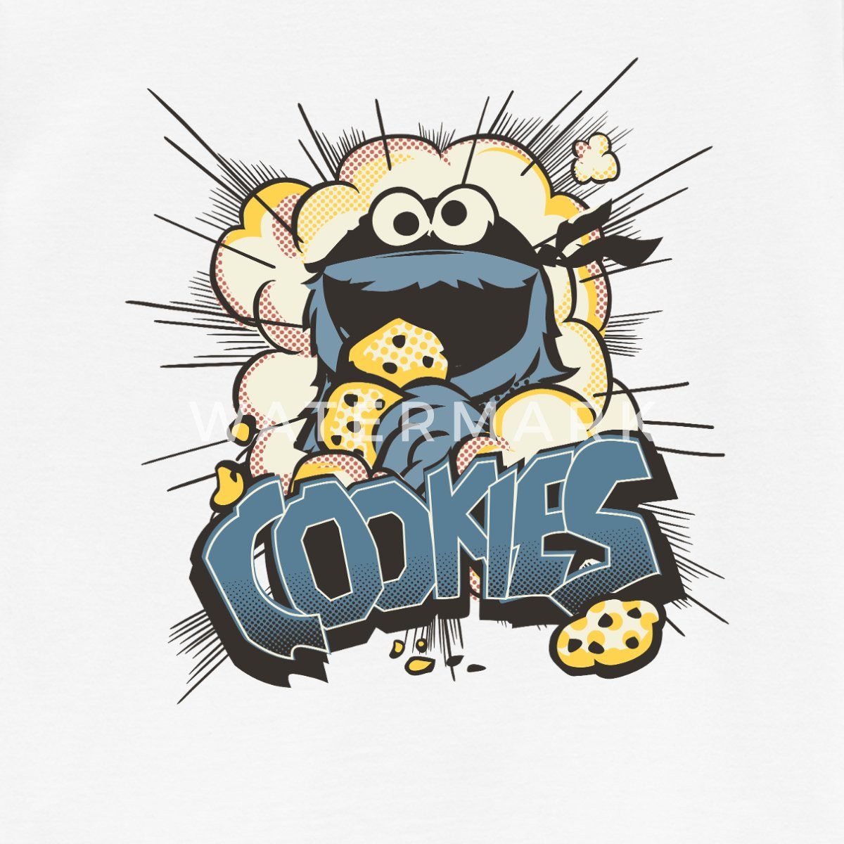 Spreadshirt T-Shirt Sesamstraße Design Mit Krümelmonster Und Cookies Kinder T-Shirt (1-tlg)