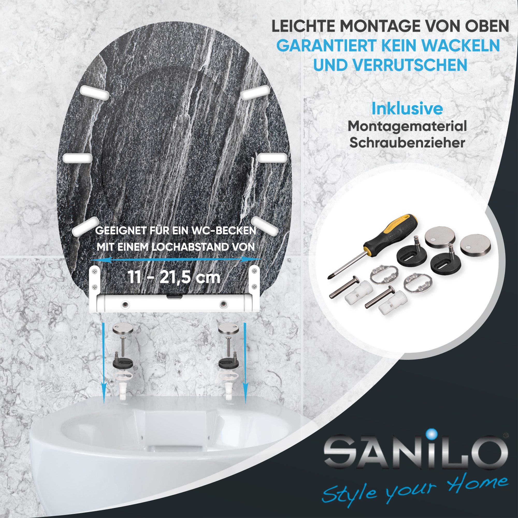 Sanilo WC-Sitz mit Absenkautomatik & Top Fix in vielen Designs, hochwertig, abnehmbar, leichte Montage von oben, mit Schraubenzieher – Bild 5 von 5