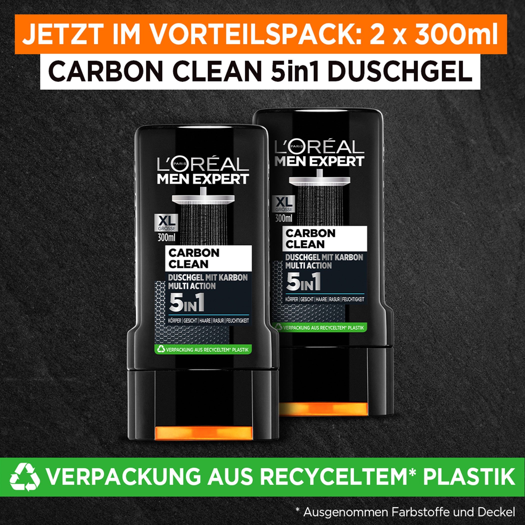 Duschgel XL, MEN L'ORÉAL EXPERT PARIS Carbon Pure 6-tlg.