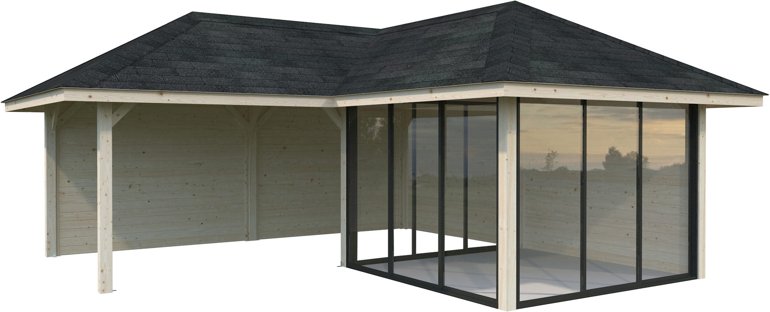 Palmako Gartenhaus Bianca 24,9 m², Set 212 Slide, BxT: 672x672 cm