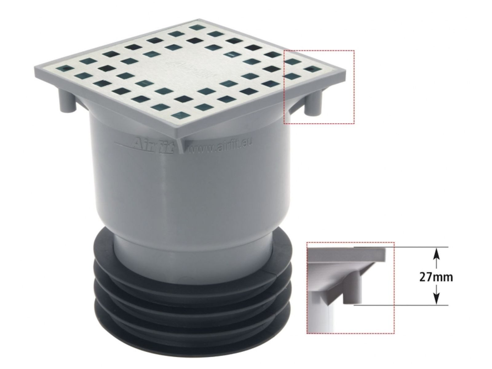 Airfit GmbH & Co. KG Siphon Profi-Bodenablauf DN 110/90/50 und Spitzende DN 110, 60200BA