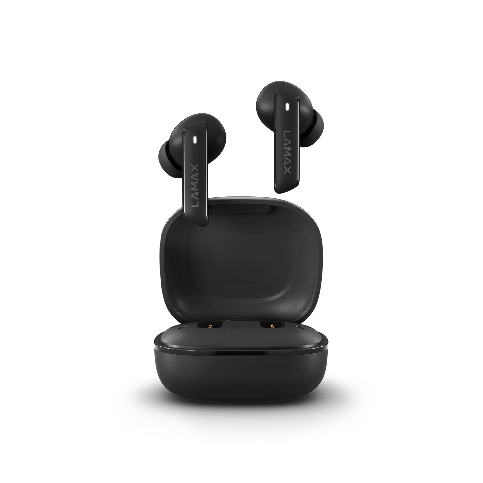 LAMAX Clips1 ANC Black Bluetooth-Kopfhörer (Möglichkeit, nur einen Ohrhörer zu verwenden, 44 Stunden Spielzeit, Siri, Google Assistant, Hybrid ANC-Funktion, Transparenzmodus, ergonomisches Design)