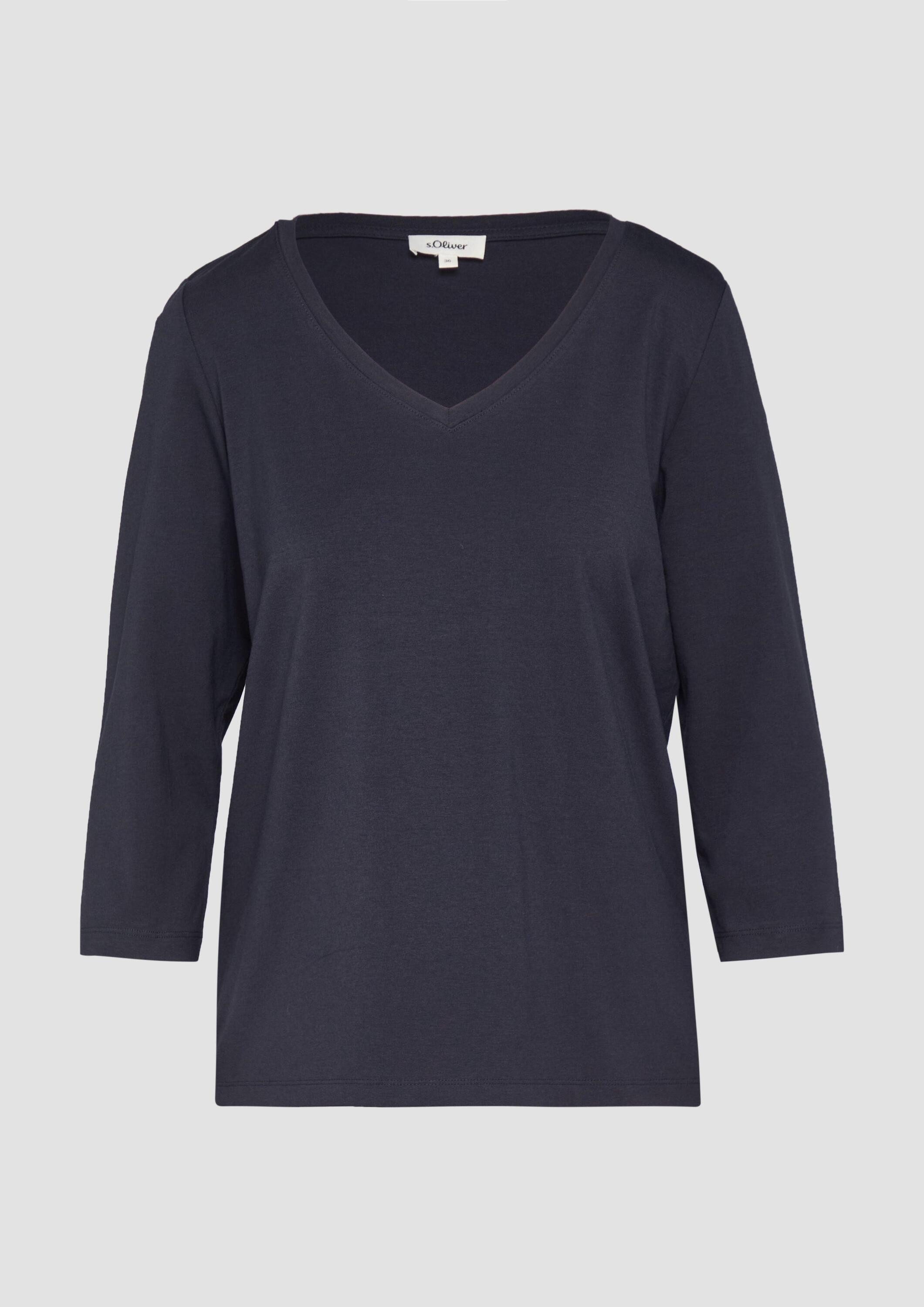 s.Oliver 3/4-Arm-Shirt T-Shirt Jerseyshirt mit V-Ausschnitt und 3/4-Ärmeln