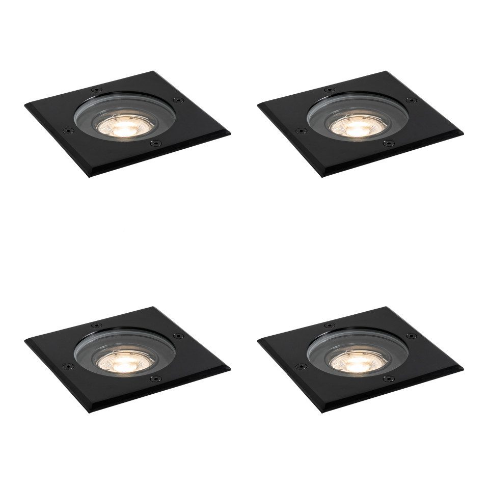 Qazqa LED Einbaustrahler 107591, ohne Leuchtmittel, Kaltweiß, QAZQA Außen Einbau­leuchte, gu10, Schwarz, Edelstahl, Modern