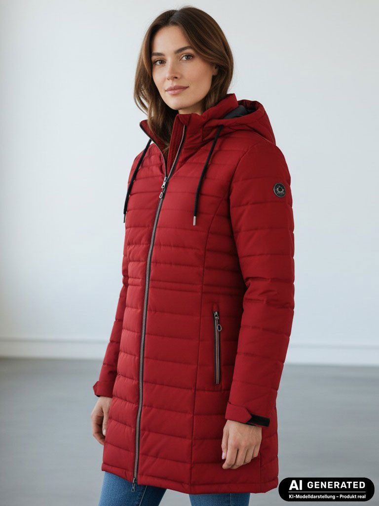 Blue Wave Steppmantel Damen Steppmantel Nena - Gesteppter Mantel Wintermantel Outdoor Melange-Optik, Abnehmbare & verstellbare Kapuze, Reißverschlusstaschen