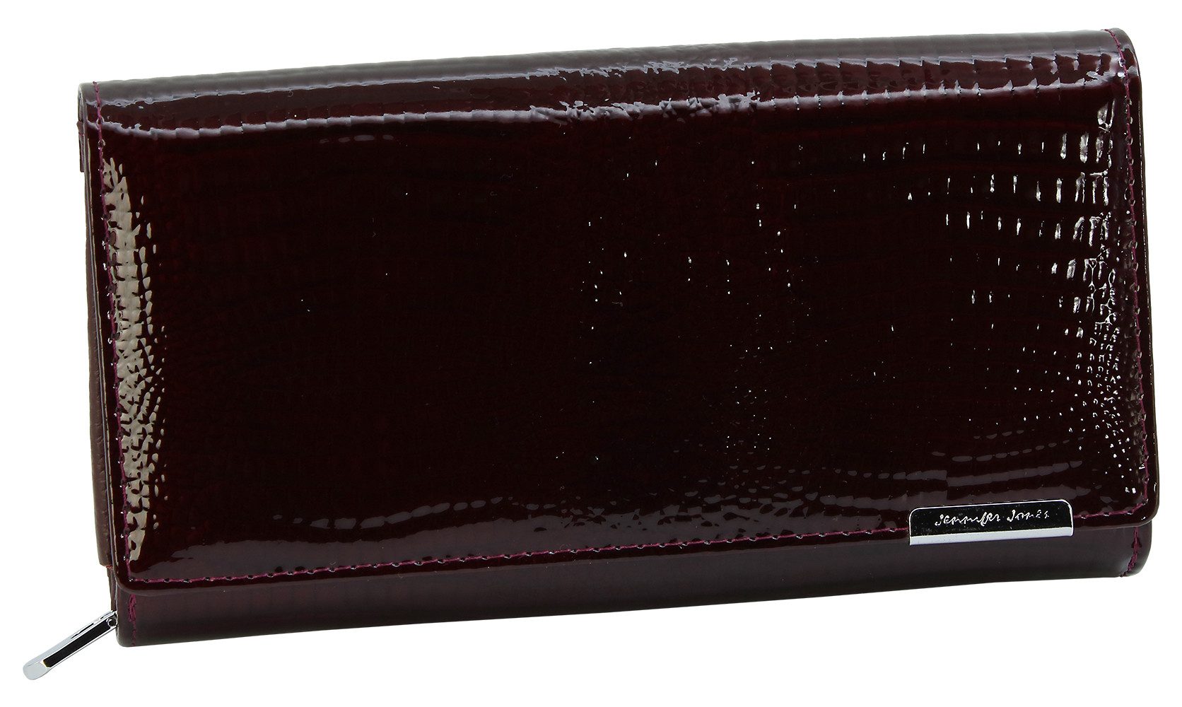 J JONES JENNIFER JONES Geldbörse Leder in Croco-Optik Großes Damen Portmonee RFID-Schutz viele Fächer, Leder geprägt in Croco-Optik