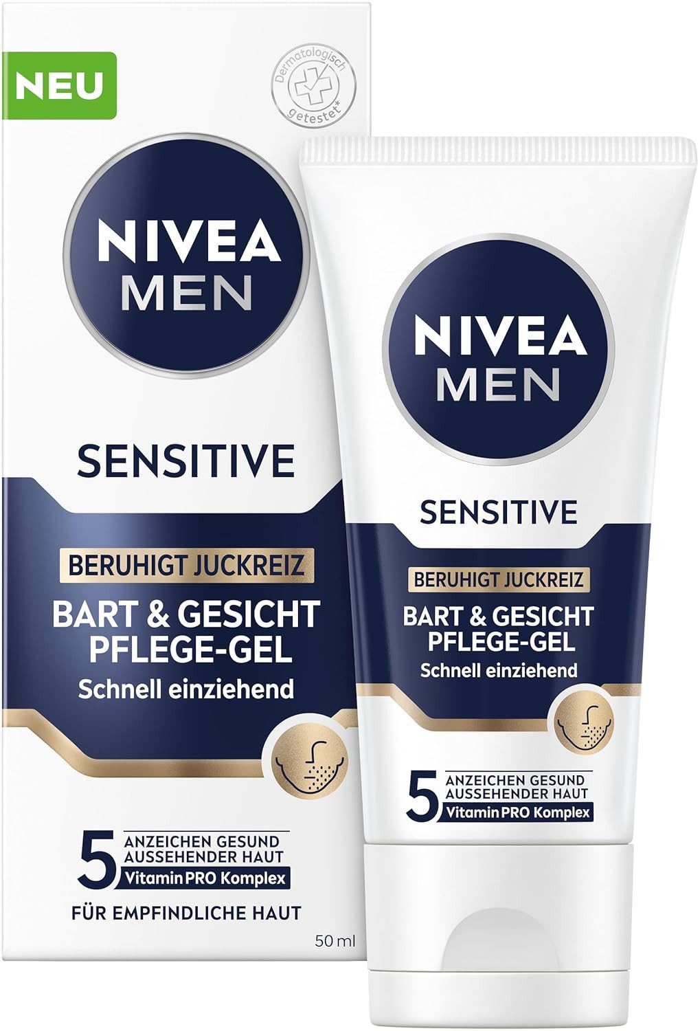 Nivea Men Gesichtspflege Sensitive Bart & Gesicht Pflege-Gel, 1-tlg.