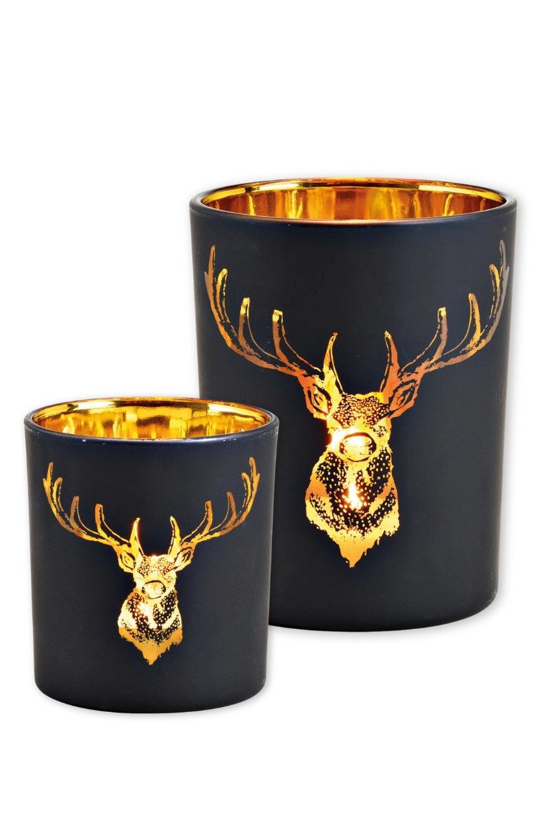 G. Wurm Windlicht Windlicht - HIRSCHKOPF - schwarz/gold günstig online kaufen