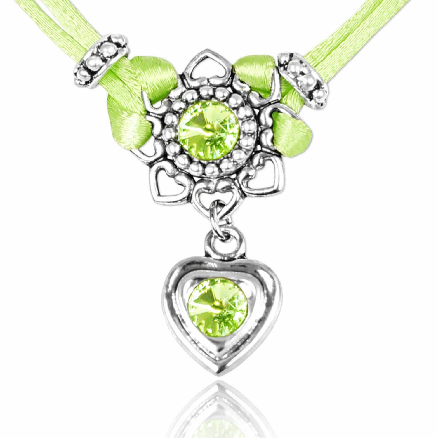 LUISIA® Kette mit Anhänger Chiara mit Herzblüte, Strassherz und Premium Kristallen (inkl. Schmuckbox)