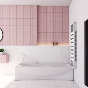 duschspa Badewannenaufsatz 130x140cm rechts Faltwand ESG Glaswand Trennwand mit weißen Streifen, Einscheibensicherheitsglas, Sicherheitsglas, (Set), Glas