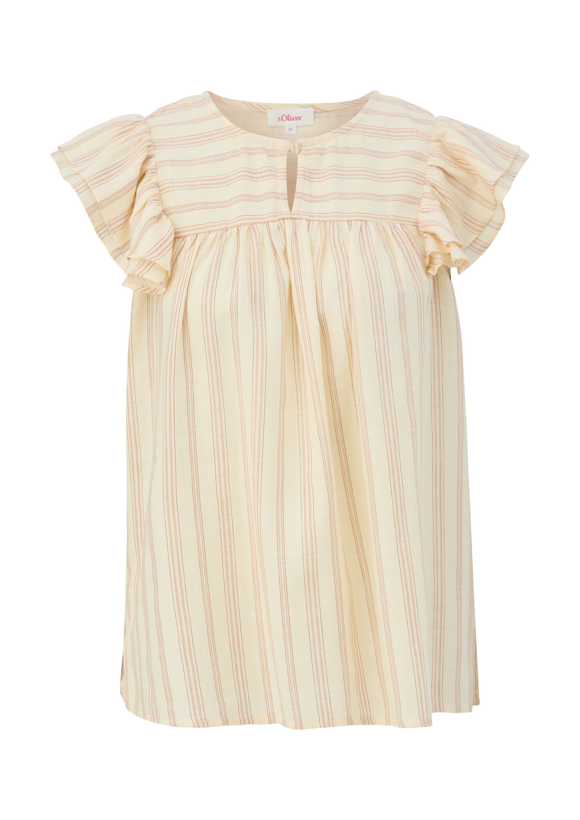 s.Oliver Blusentop Bluse Gemusterte Bluse im Relaxed Fit mit Rüschen-Details