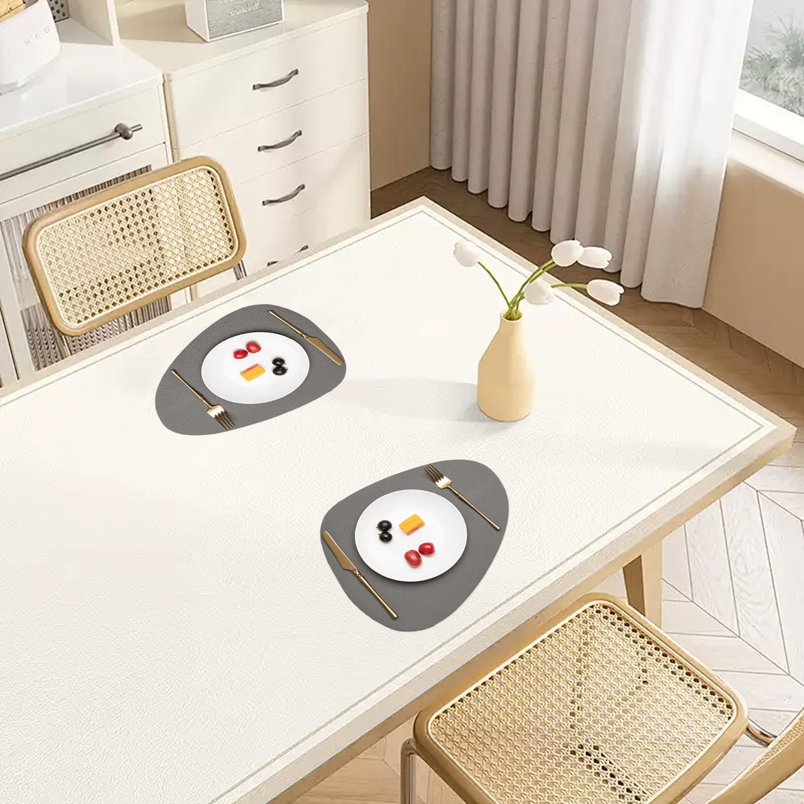 OKWISH Platzset Tischsets Kunstleder Platzdeckchen Platz-Matten, (Tischdeko günstig online kaufen