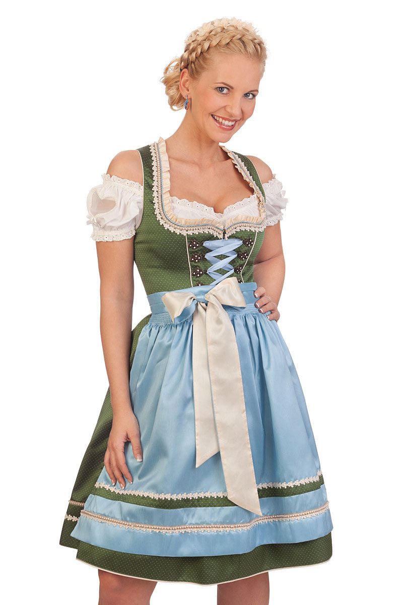 KRÜGER COLLECTION Dirndl Midi Dirndl 2tlg. - CARLOTTA - flaschengrün