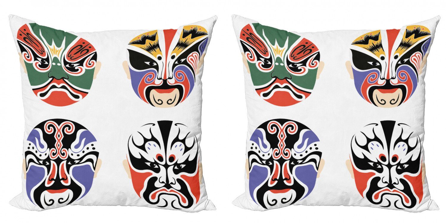 Kissenbezüge Modern Accent Doppelseitiger Digitaldruck, Abakuhaus (2 Stück), Kabuki-Maske Chinese Opera Mask