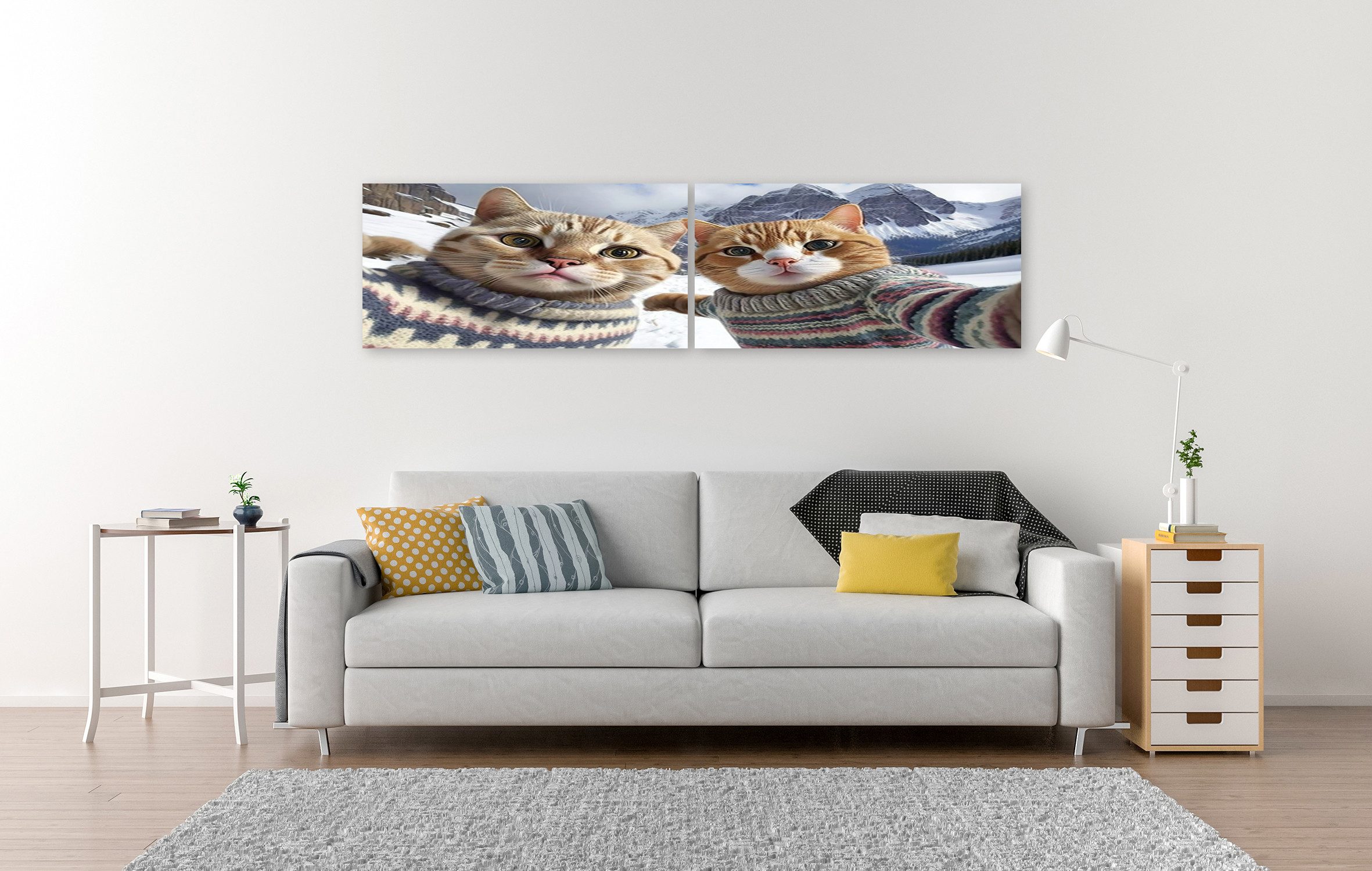 islandburner Leinwandbild Katzen in Pullovern machen Selfie lustige Haustiere Urlaub B Bilder