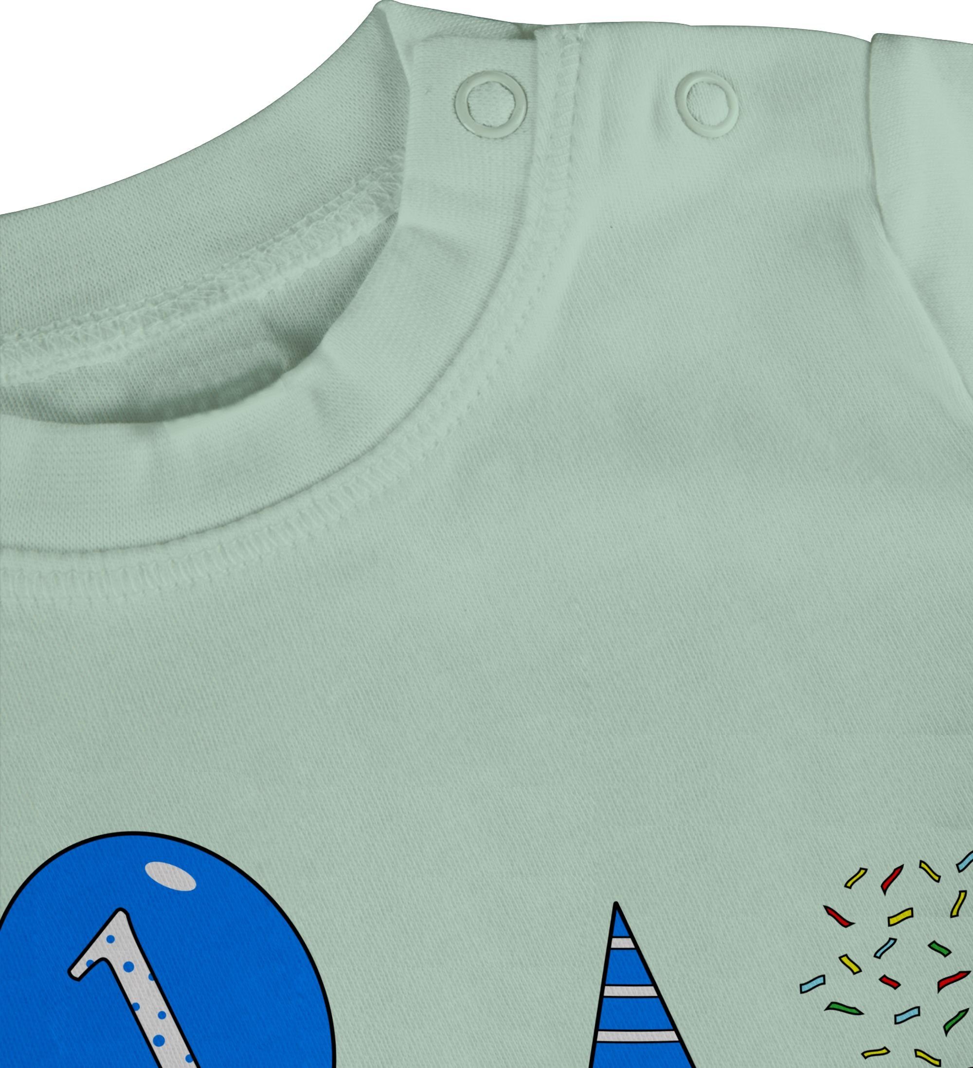 2 Mintgrün Blau - 1.Geburtstag - - für Pinguin Baby - Ballon Geburtstag Konfetti - Geschenk Babys Shirtracer T-Shirt