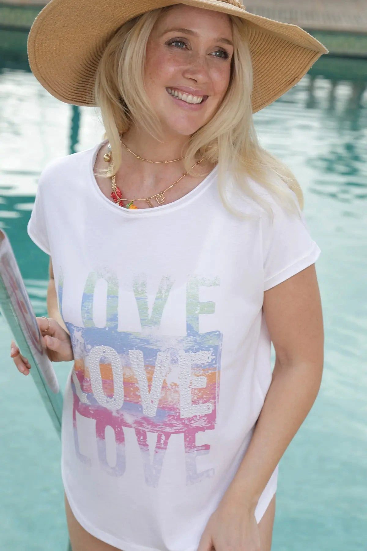 six-o-seven T-Shirt T-Shirt mit Love Print Frühling/Sommer Trend aus Baumwolle