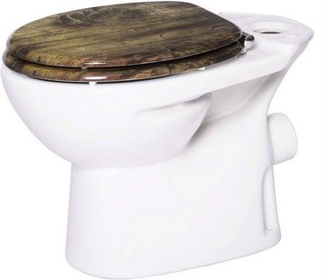 Woltu WC-Sitz, Premium WC-Sitz mit Absenkautomatik, MDF Holzker