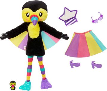 Barbie Anziehpuppe Cutie Reveal, im Tukan-Kostüm mit Farbwechsel (Dschungel-Serie), inklusive Accessoires