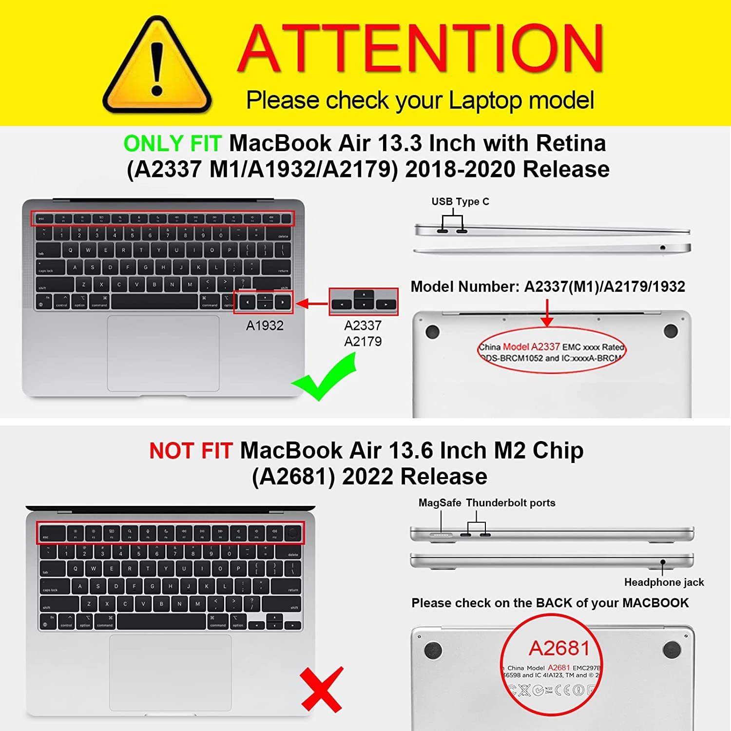 Fintie Laptop-Hülle kompatibel mit MacBook Air 13(2018-2020 Version) A2337(M1)/A2179/A1932, Ultradünne Hartschale Schutzhülle Snap Case