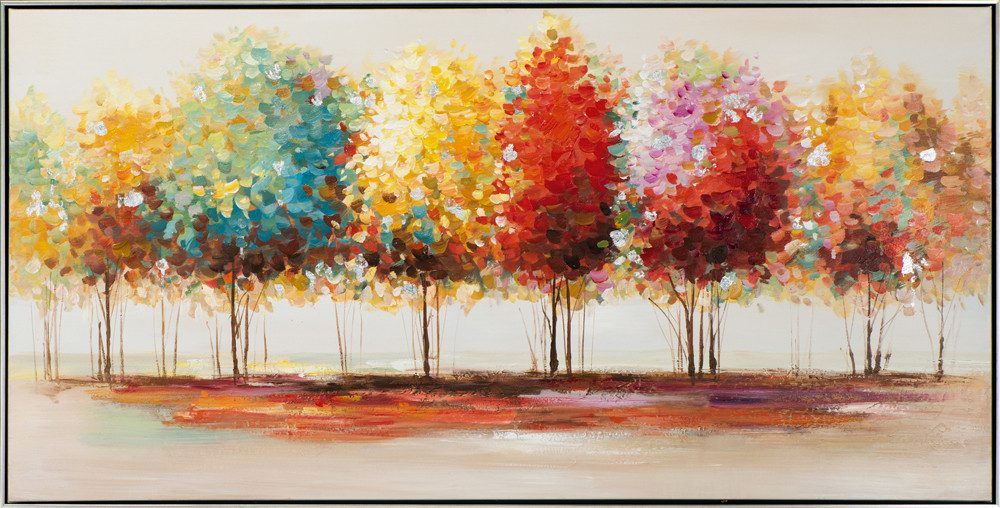 ArtUniverse Gemälde Leinwandbild Bunter Herbstwald 72 x 142 cm, Naturmotiv