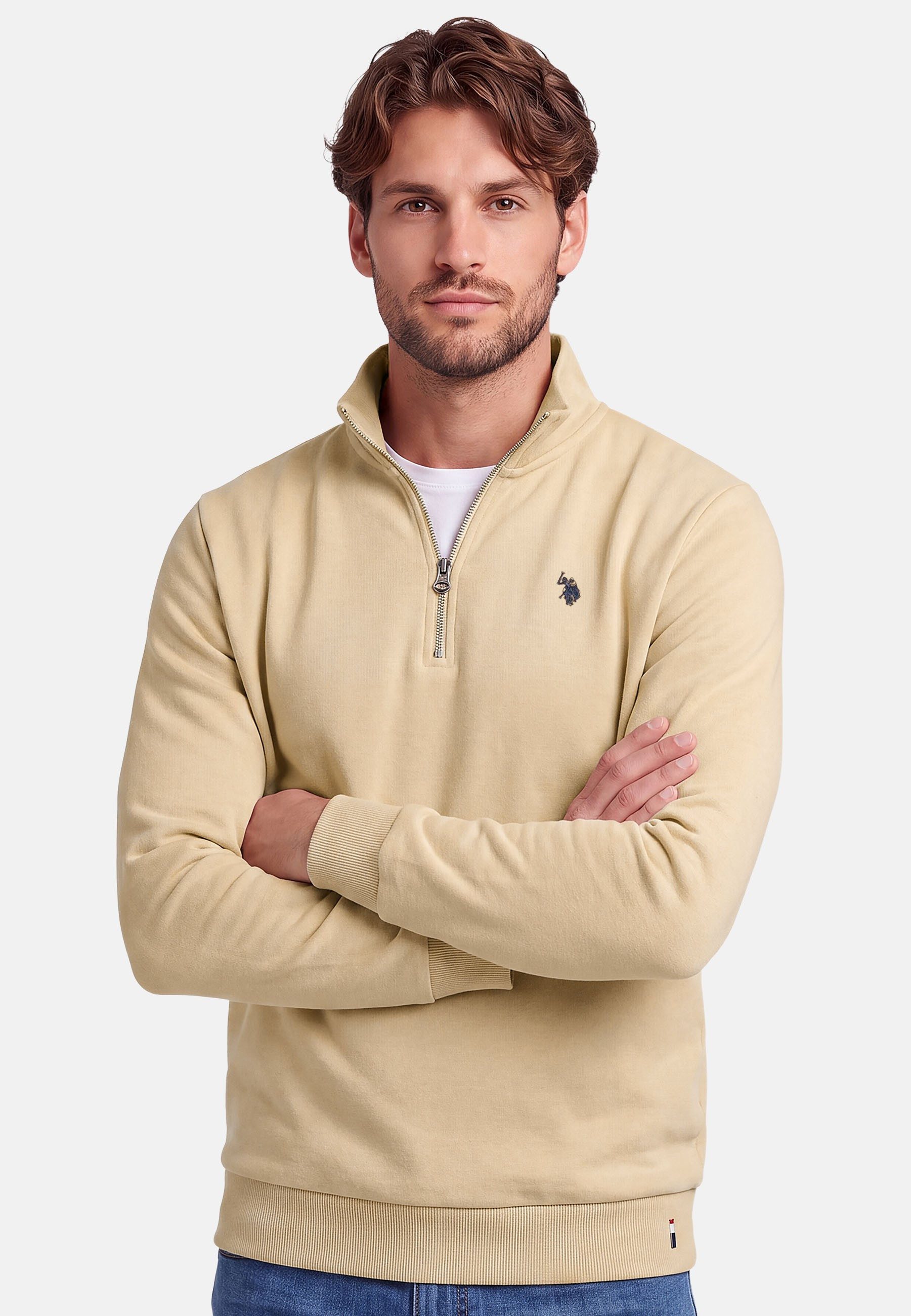 U.S. Polo Assn. Stehkragenpullover USNiico – Herren Half-Zip Pullover mit Logo-Stickerei Weiche Baumwollmischung, sportlich-elegantes Design und hoher Komfort – Bild 2 von 5
