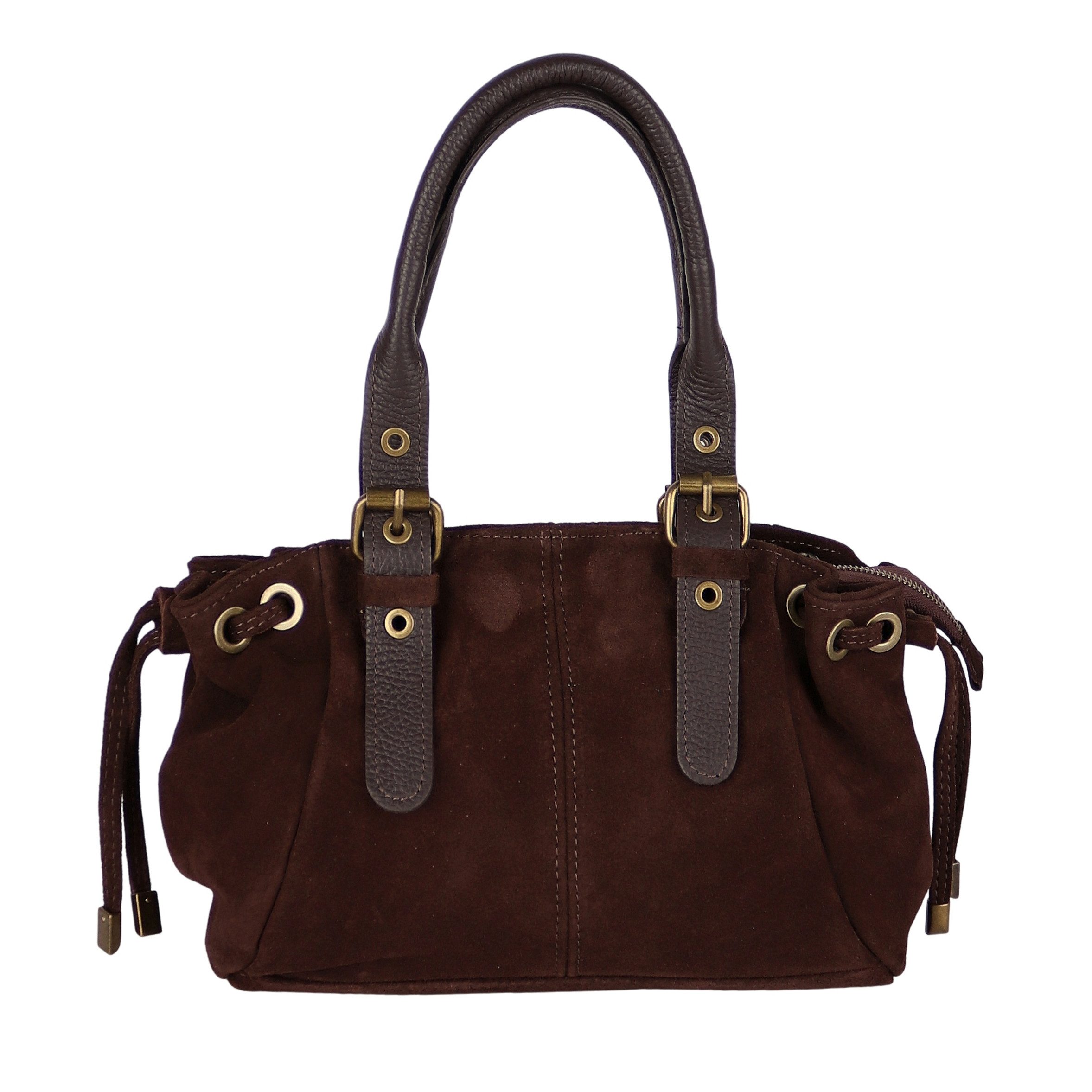 MIRROSI Umhängetasche Damen Wildleder Handtasche – Made in Italy, ca.28 x 18 x 11 cm, Schultertasche Umhängetasche mit langem Riemen