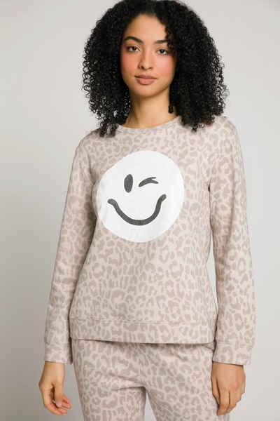 Gina Laura Sweatshirt Sweatshirt Leo Print Smiley Rundhals Langarm