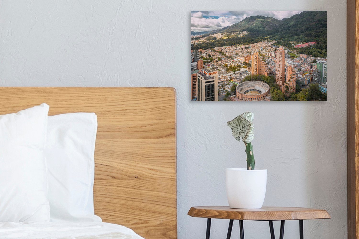 OneMillionCanvasses® Leinwandbild Kolumbien Aufhängefertig, Bogota 30x20 Wandbild St), Leinwandbilder, cm Wanddeko, in von (1 oben