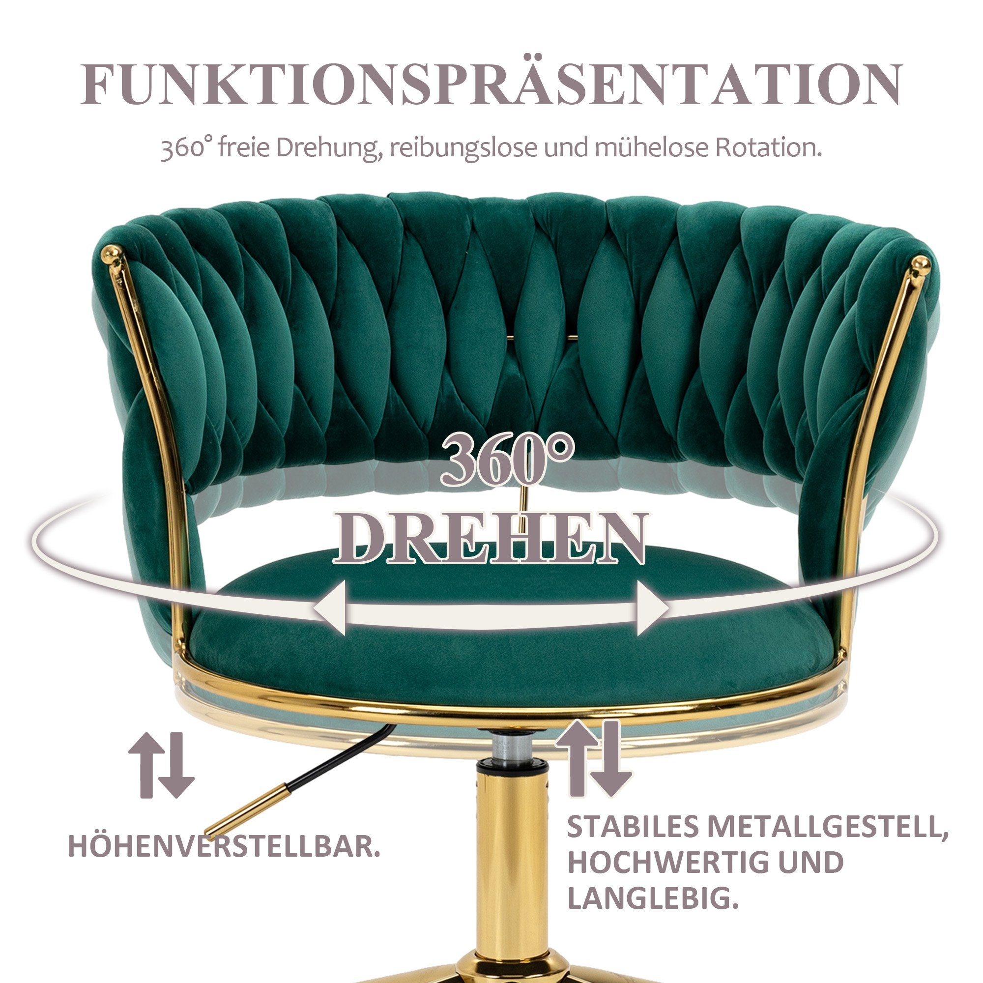 REDOM Drehstuhl Bürostuhl 360° drehbarer Polsterstuhl, Stoff-Bürostuhl (1 S günstig online kaufen