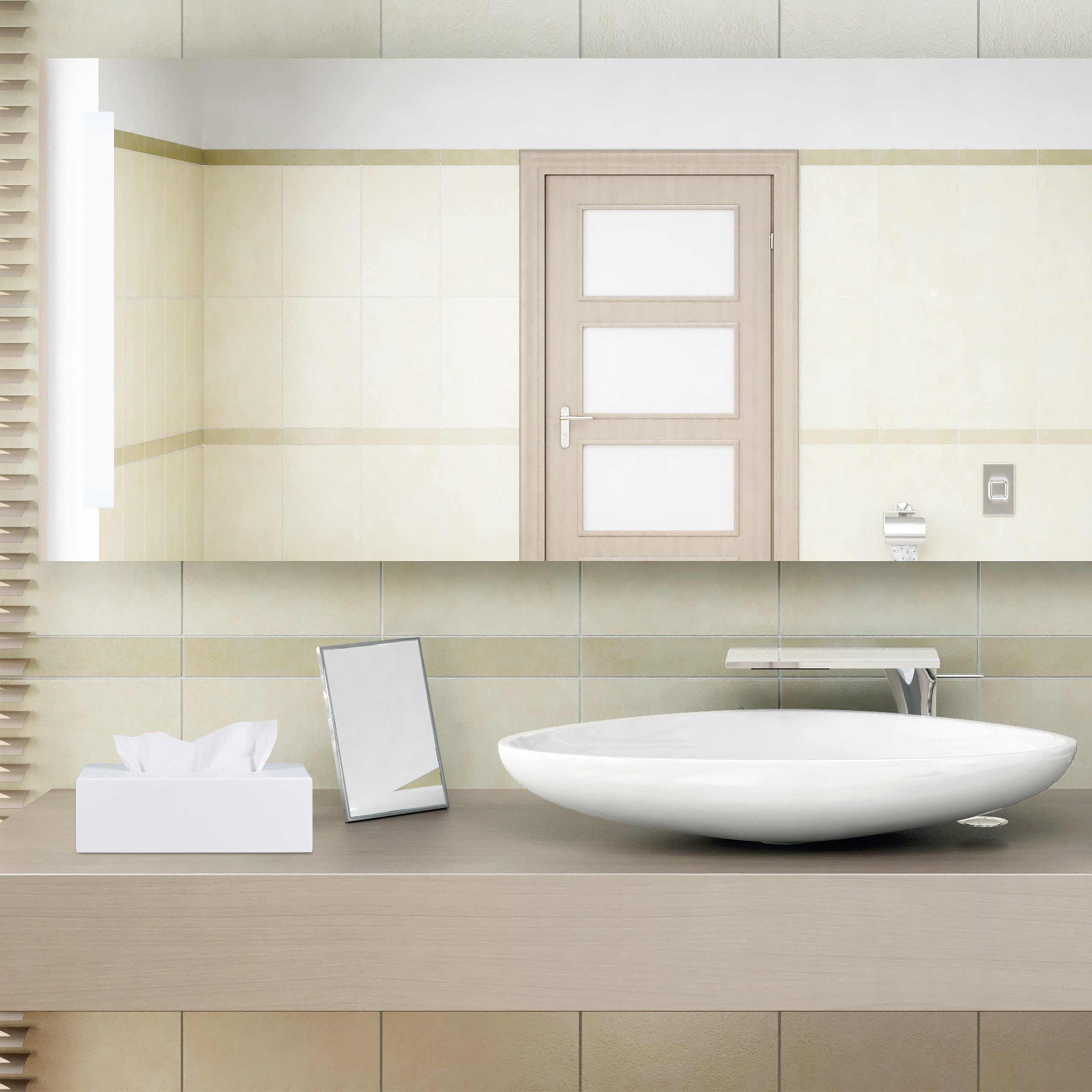 relaxdays Kosmetikbox Bambus Tücherbox weiß günstig online kaufen