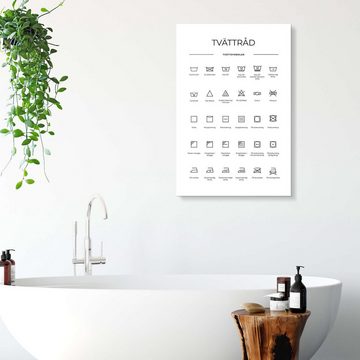 Posterlounge Acrylglasbild Typobox, Wasch- & Pflegesymbole (schwedisch), Badezimmer Grafikdesign