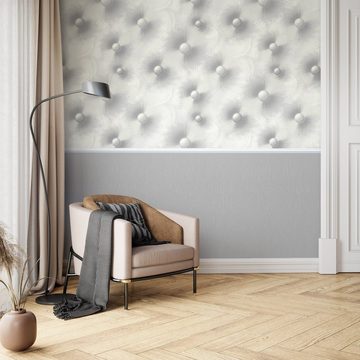 Newroom Vliestapete, Grau Tapete Uni Leicht Glänzend - Unitapete Silber Modern Einfarbig Struktur für Wohnzimmer Schlafzimmer Küche