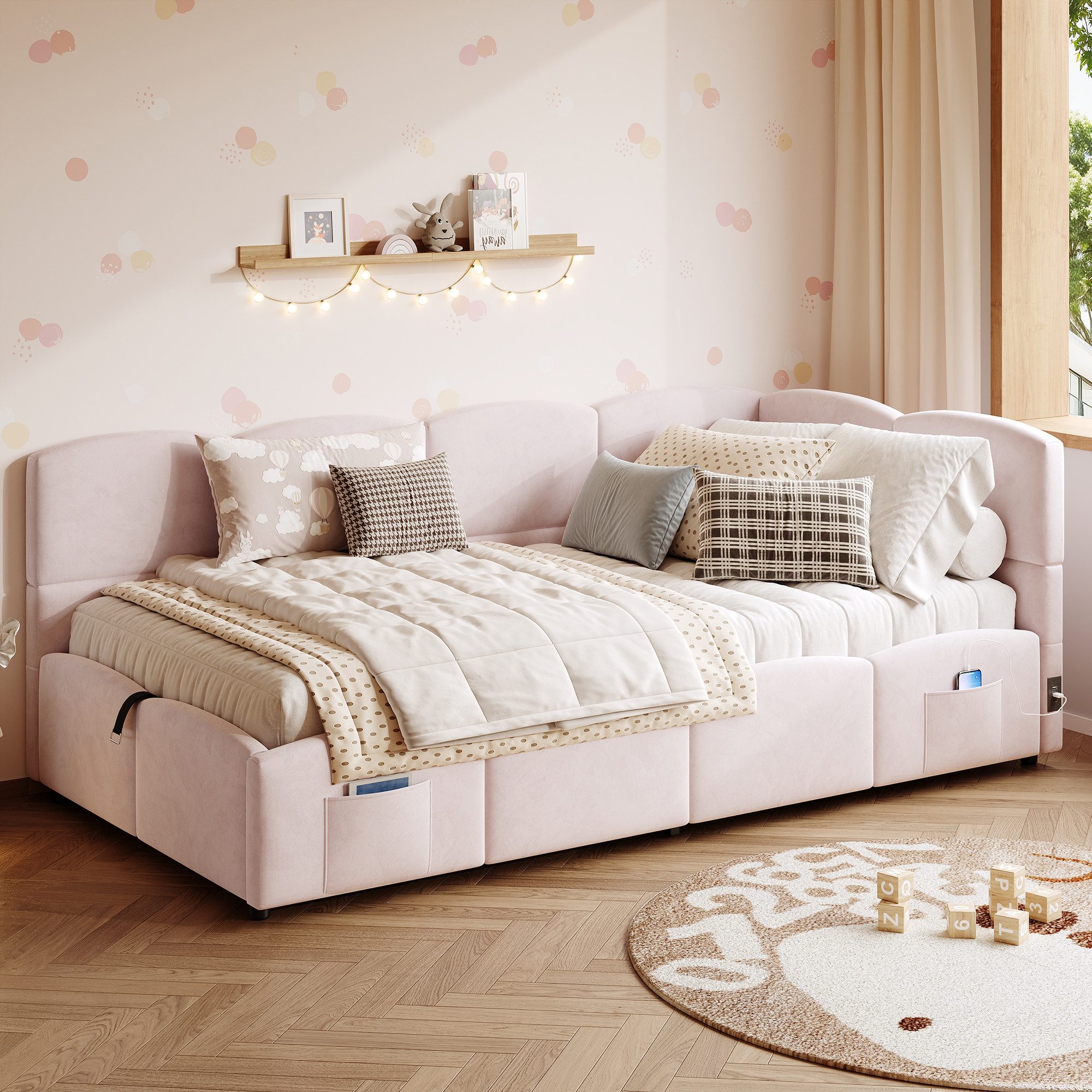 MODFU Polsterbett Schlafsofa multifunktionales Bettsofa (Einzelbett, günstig online kaufen