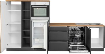 Kochstation Küche KS-Bruneck, Stellbreite 380/180 cm breit, ohne E-Geräten, MDF Fronten