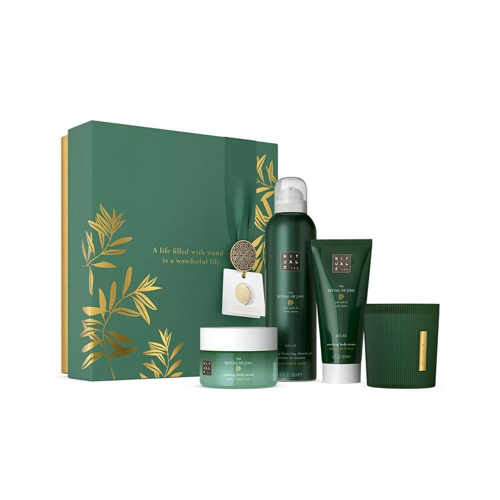 Rituals Pflege-Geschenkset Rituals The Ritual of Jing Medium Gift Set, 4-tlg., Pflegeset mit Duschschaum, Body Cream, Scrub & Duftkerze