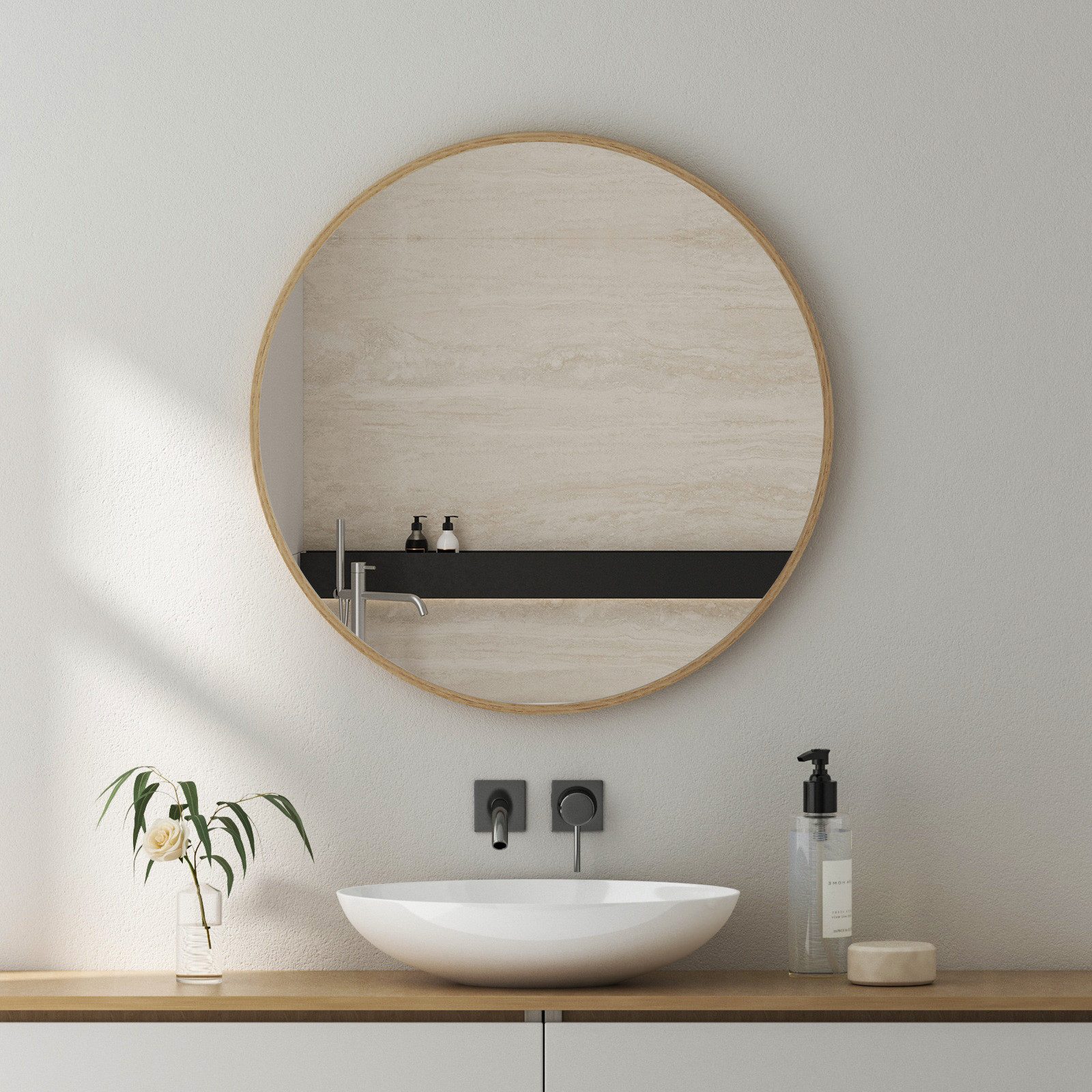 Wandspiegel Rund 60 50 cm Flurspiegel modern 60 50 cm mit Alurahmen