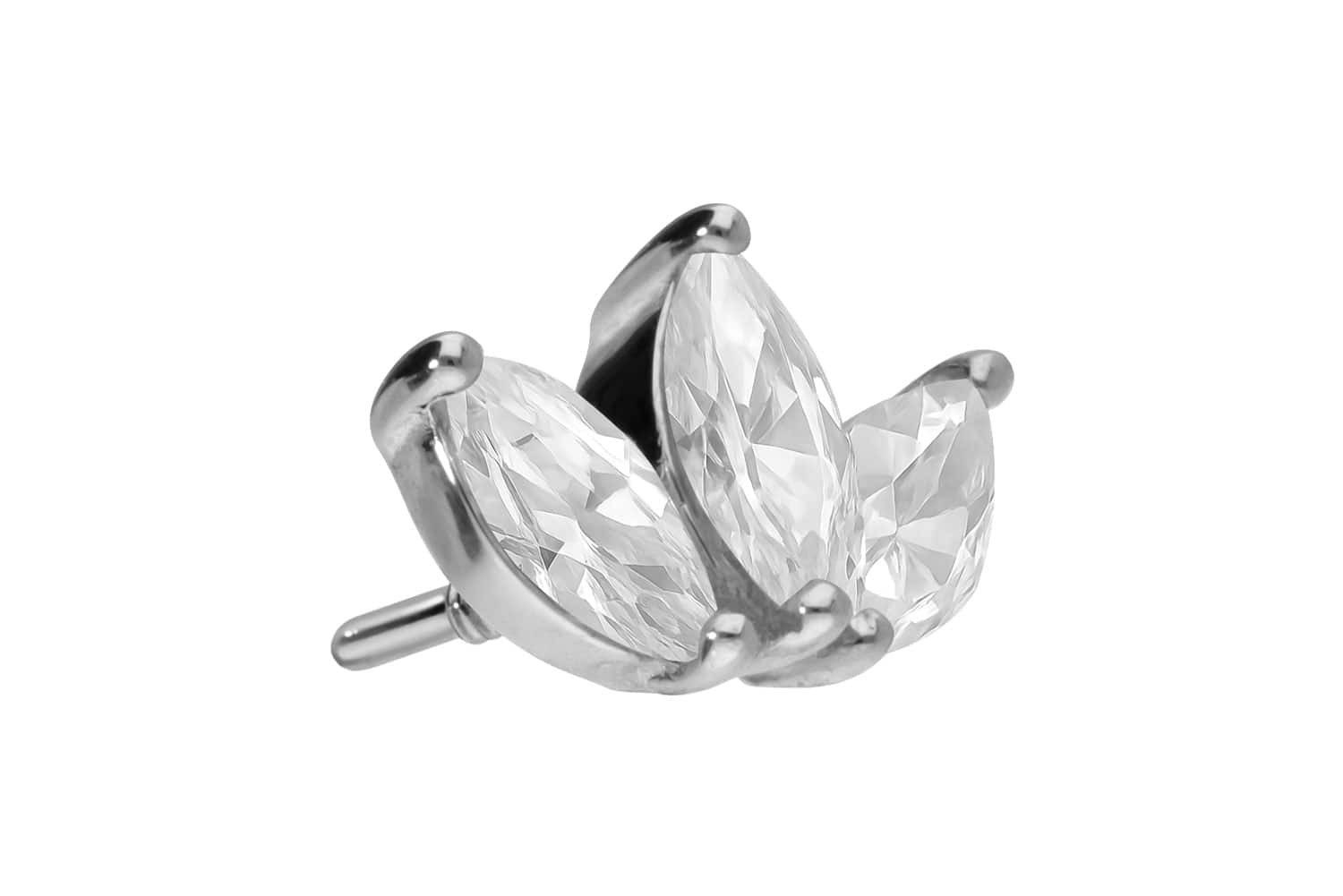 Piercing-Set 14 Karat Gold Schraubaufsatz mit Außengewinde MOISSANIT-LOTUSBLÜTE