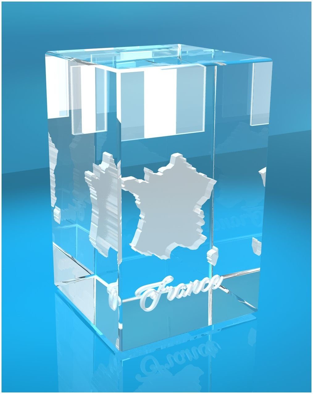 in 3D Geschenkbox, Germany, Glasquader Frankreich, Made Dekofigur VIP-LASER Hochwertige I Familienbetrieb