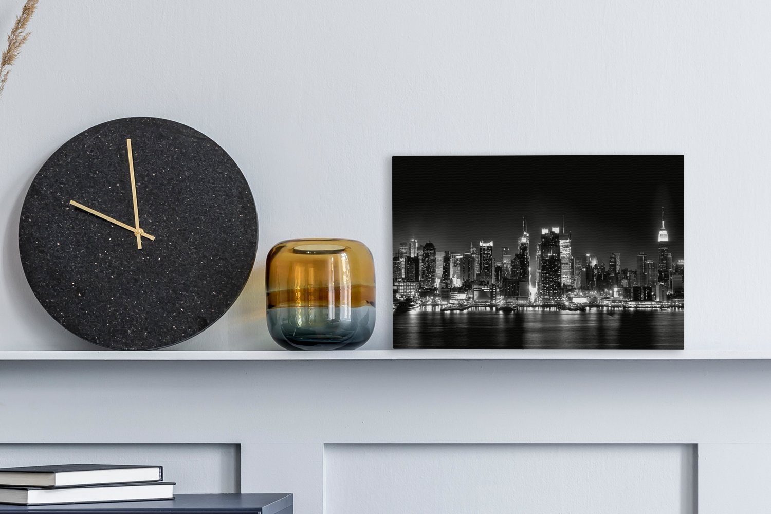 OneMillionCanvasses® Leinwandbild New Yorker Skyline bei Nacht - schwarz un günstig online kaufen