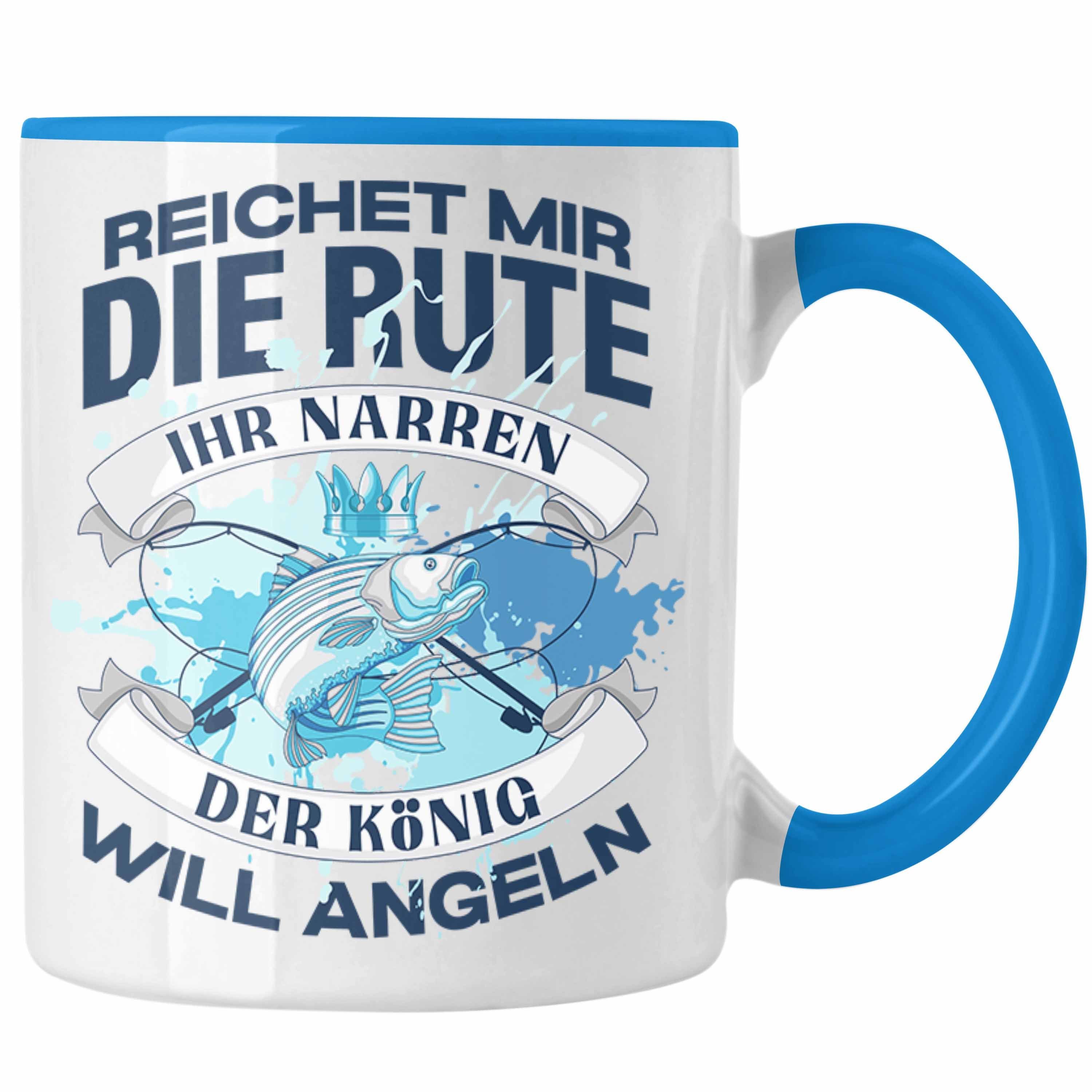 Trendation Tasse Trendation - Angler Tasse Geschenk Männer Spruch Lustig für Fischer Geschenkidee Angeln Becher Blau