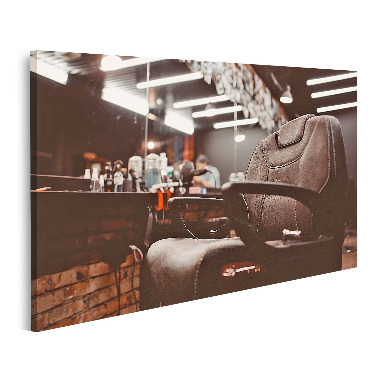 Leinwandbild Bild auf Leinwand Barbershop Sessel Moderner Friseur Friseursalon Barb
