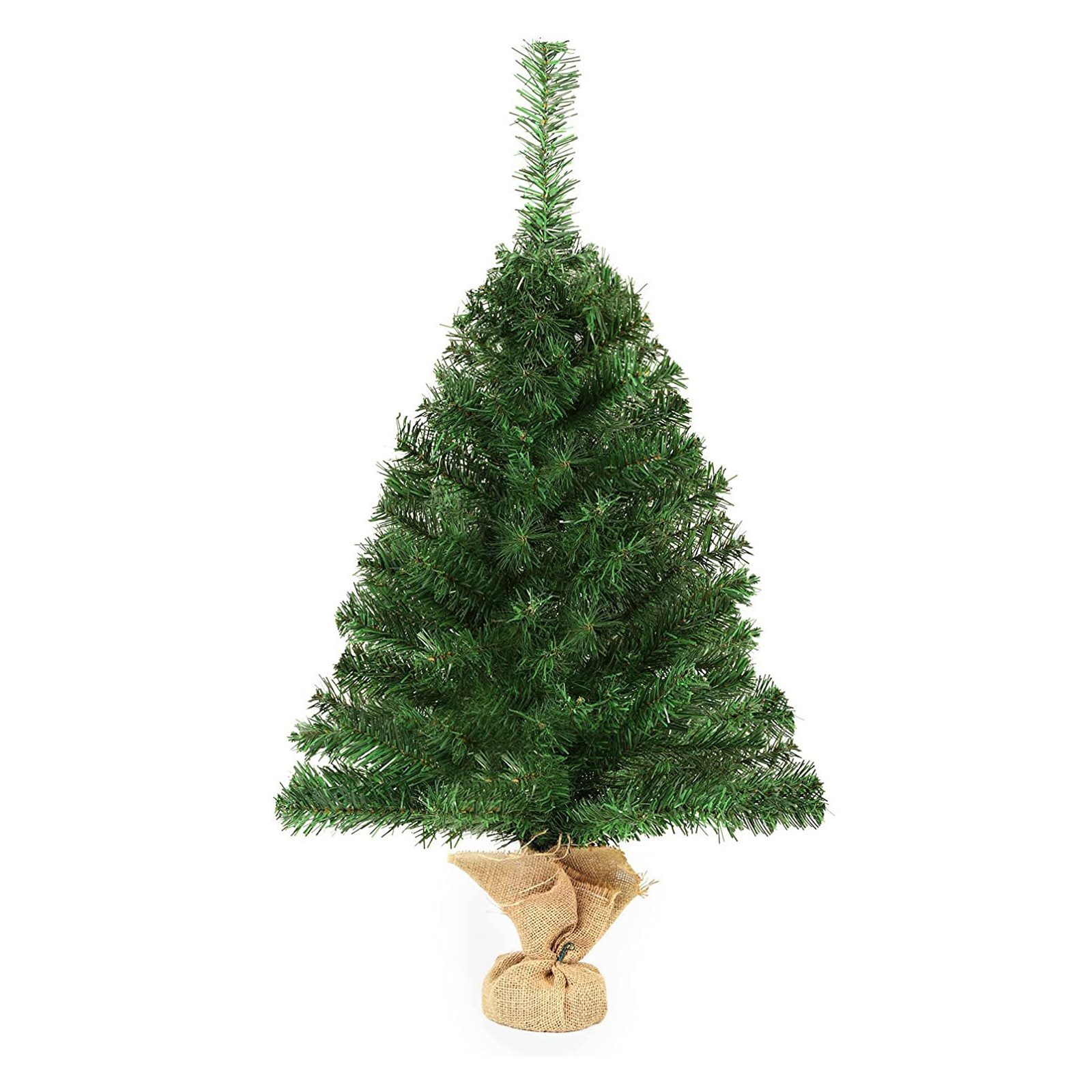 Salcar Künstlicher Weihnachtsbaum Kleiner Tannenbaum Künstlich Weihnachtsbaum Weihnachtsdeko Tischdeko, Nordmanntanne, 60cm mit 70 Spitzen, juteverkleidetem Weihnachtsbaumständer aus Beton