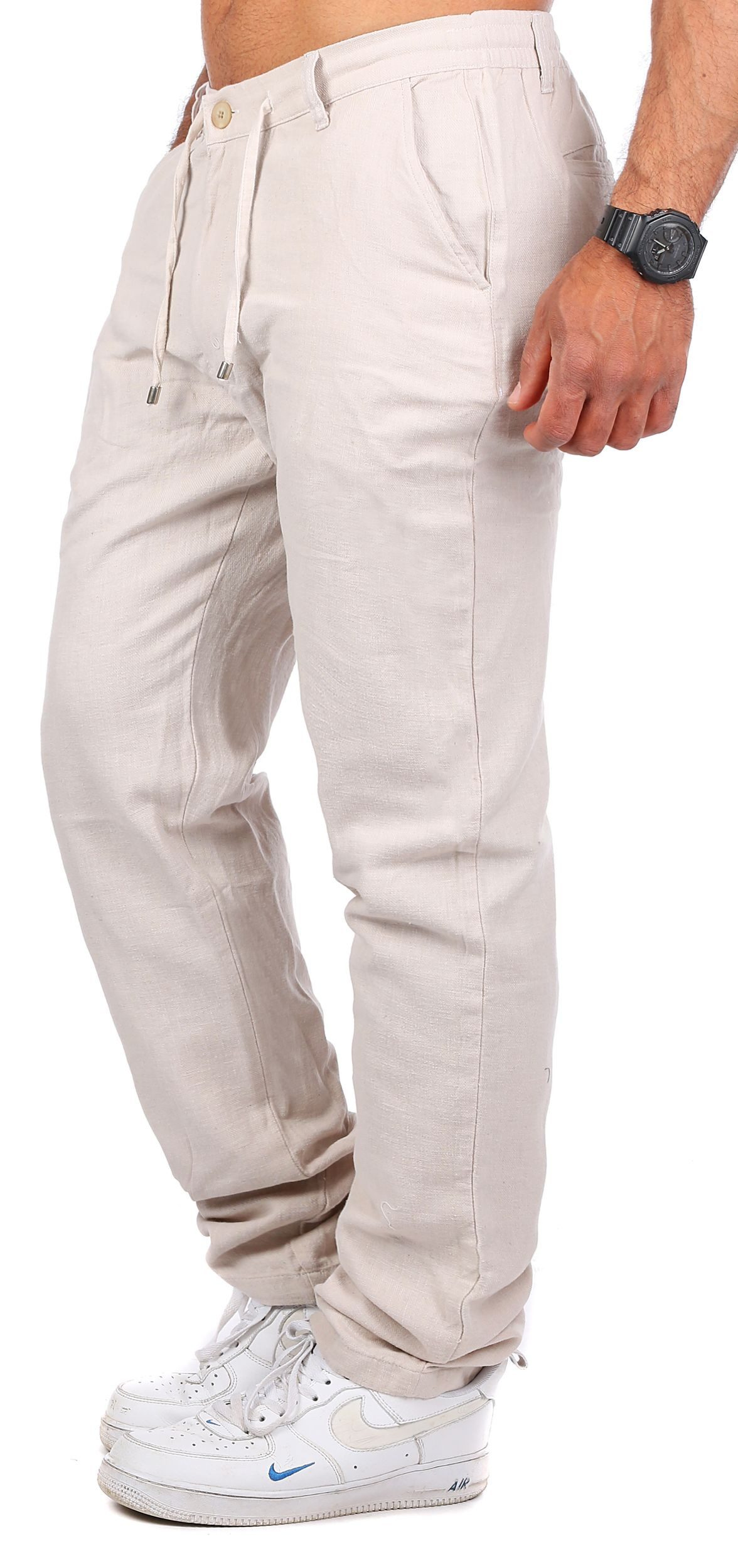 CARISMA Chinos Herren Leinen Baumwoll Mix Hose lang angenehm regular fit 2220-RF in Unifarbe